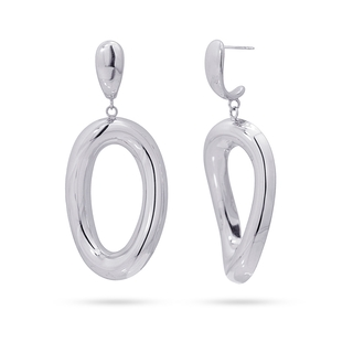 Women's Long Earrings  Oval Waves Current CPE920 Anartxy Steel